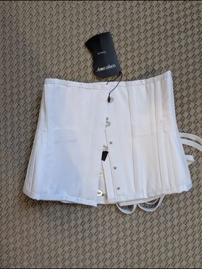 Corsetry White Underbust Corset - Front Busk Closure